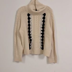 J Crew wool blend turtleneck sweater with ribbon detailing